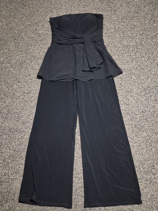 White House Black Market Pants - White House Black Market Black Strapless Wide-Leg Jumpsuit with Peplum